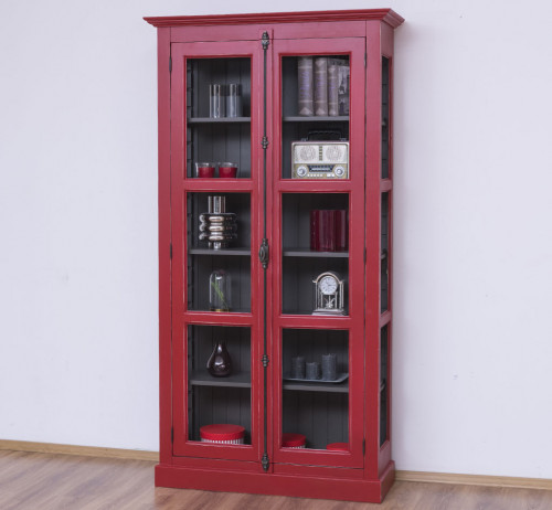 Bibliothèque Vitrine 2 Portes et 5 tablettes ROMANE | 110x40x210 cm