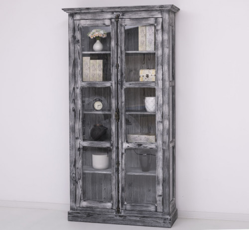 Bibliothèque Vitrine 2 Portes et 5 tablettes ROMANE | 110x40x210 cm