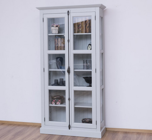 Bibliothèque Vitrine 2 Portes et 5 tablettes ROMANE | 110x40x210 cm