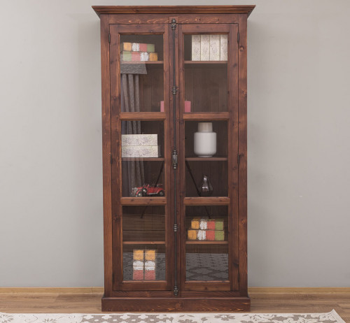 Bibliothèque Vitrine 2 Portes et 5 tablettes ROMANE | 110x40x210 cm