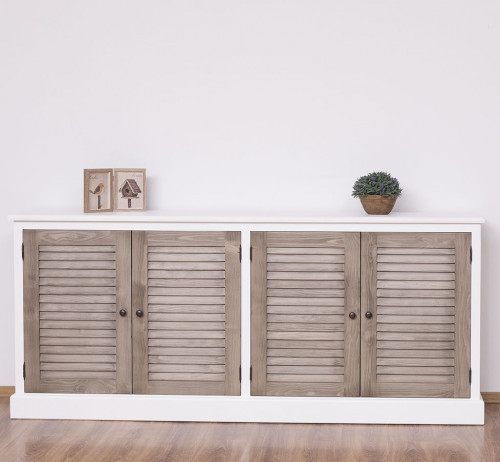 Buffet en bois massif ROMANE | 209x37x90cm