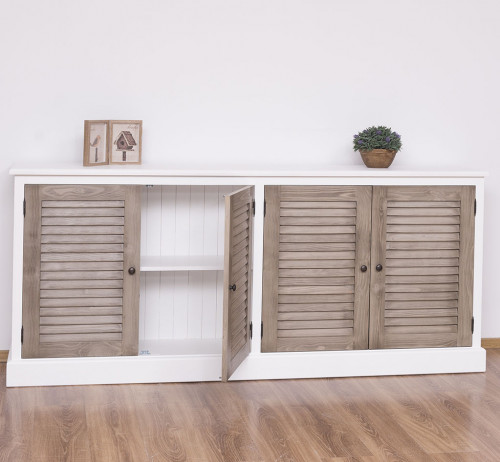 Buffet en bois massif ROMANE | 209x37x90cm