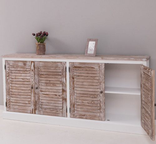 Buffet en bois massif ROMANE | 209x37x90cm