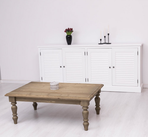 Buffet en bois massif ROMANE | 209x37x90cm