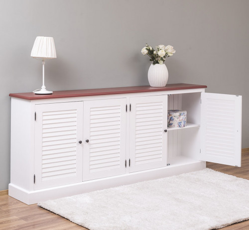 Buffet en bois massif ROMANE | 209x37x90cm