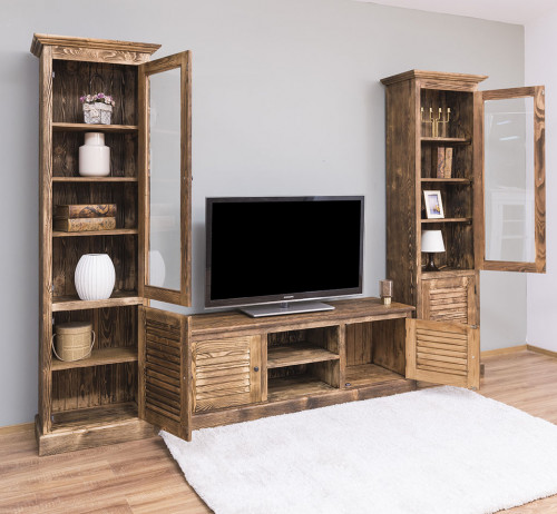Meuble TV en Pin massif ROMANE | 160x46x56cm