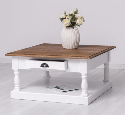 Table basse en bois massif ROMANE - 90x90x47 cm