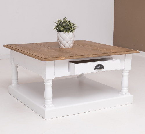 Table basse en bois massif ROMANE - 90x90x47 cm