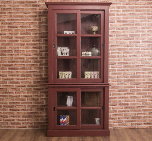 Vitrine avec 4 Portes Coulissantes | 110x47x220cm