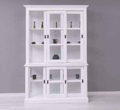 Buffet Vaisselier en bois massif ROMANE - 151x47x220 cm
