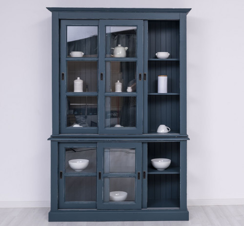 Buffet Vaisselier en bois massif ROMANE - 151x47x220 cm