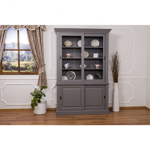 Buffet Vaisselier en bois massif ROMANE - 141x48x211 cm