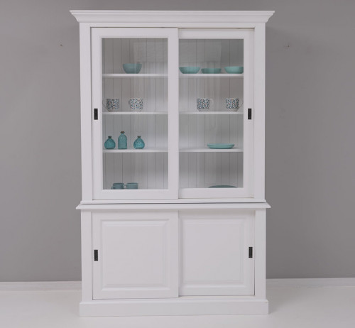 Buffet Vaisselier en bois massif ROMANE - 141x48x211 cm