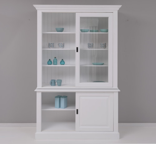 Buffet Vaisselier en bois massif ROMANE - 141x48x211 cm