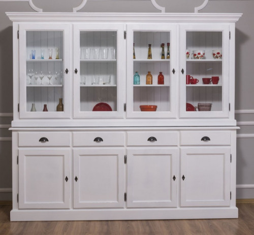 Grand Buffet Vaisselier en bois massif ROMANE - 230x45x200 cm