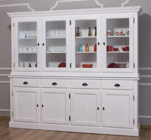Grand Buffet Vaisselier en bois massif ROMANE - 230x45x200 cm
