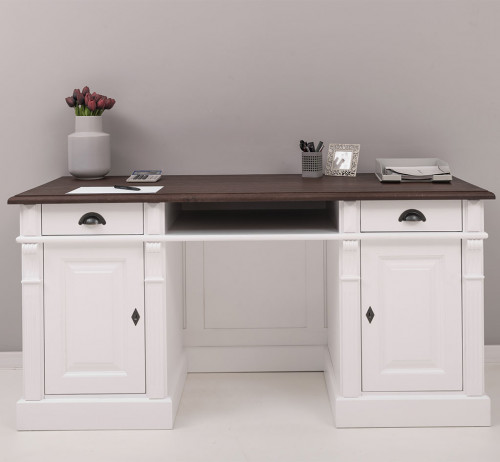 Bureau en bois massif ROMANE - 160x70x78 cm