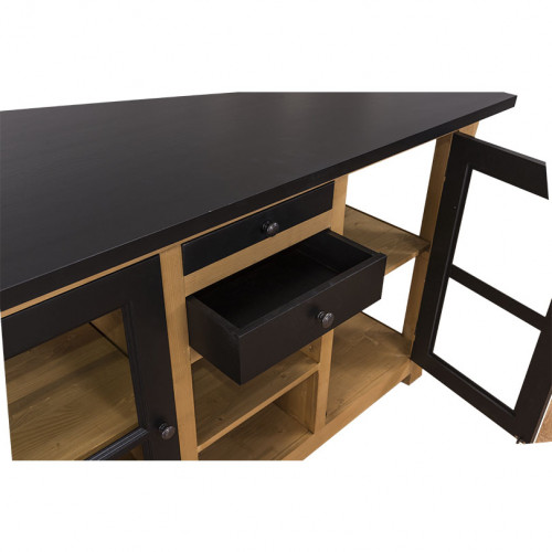 Ilot central de cuisine ROMANE avec porte bouteilles - 150x90x90 cm