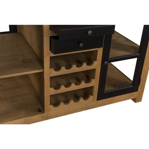 Ilot central de cuisine ROMANE avec porte bouteilles - 150x90x90 cm
