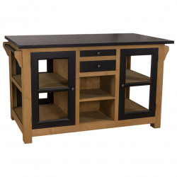 Ilot central de cuisine ROMANE avec porte bouteilles - 150x90x90 cm