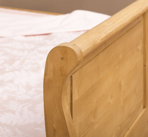 Lit Bateau de style Louis Philippe avec 2 tiroirs de rangement - 140cm
