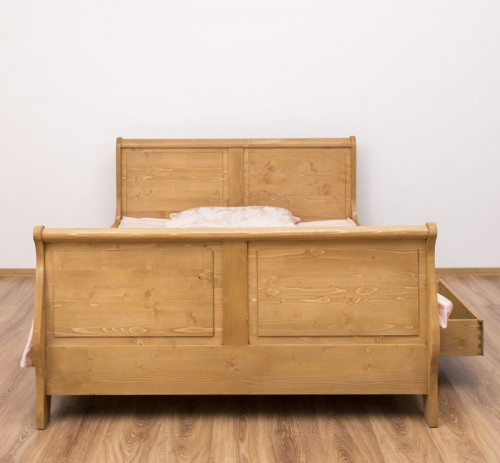 Lit Bateau de style Louis Philippe avec 2 tiroirs de rangement - 140cm