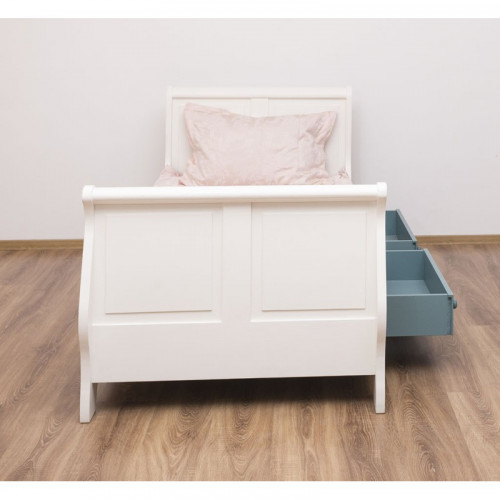Lit Bateau de style Louis Philippe avec 2 tiroirs de rangement - 90cm