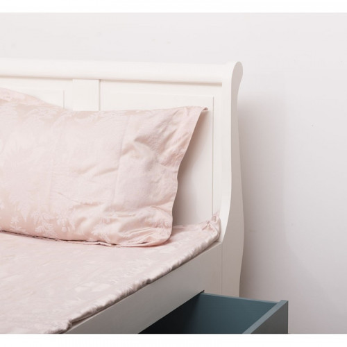 Lit Bateau de style Louis Philippe avec 2 tiroirs de rangement - 90cm