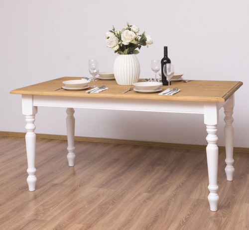 Table à manger rectangulaire aux pieds tournés - 160x90x78cm