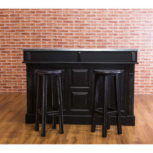 Tabouret de bar rond en pin massif