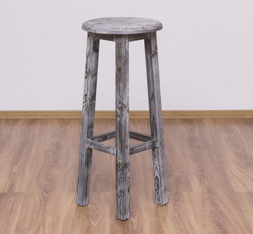 Tabouret de bar rond en pin massif
