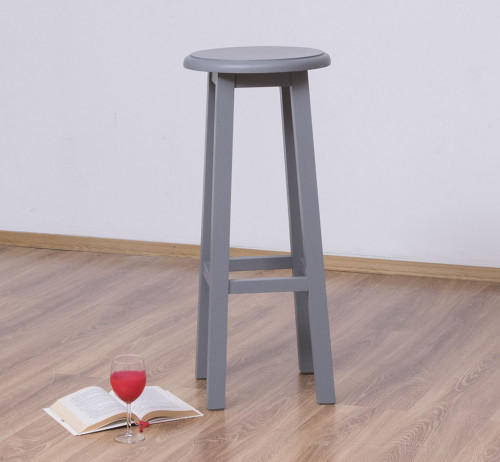 Tabouret de bar rond en pin massif