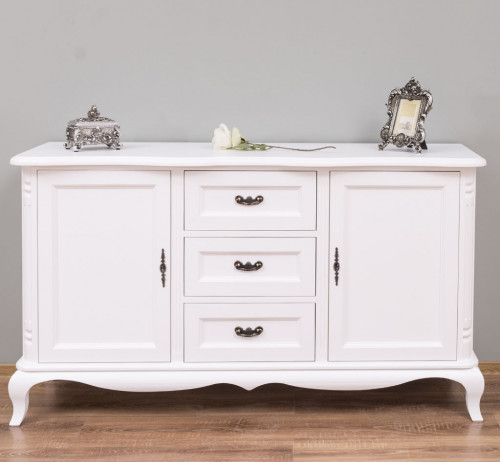 Buffet bas en bois massif ROMANE - 158x48x89 cm