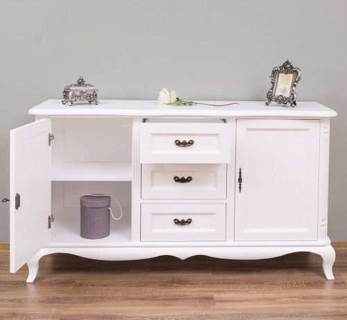 Buffet bas en bois massif ROMANE - 158x48x89 cm