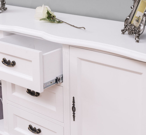 Buffet bas en bois massif ROMANE - 158x48x89 cm
