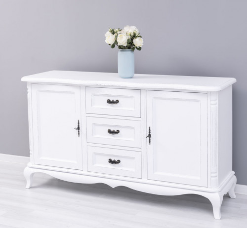 Buffet bas en bois massif ROMANE - 158x48x89 cm