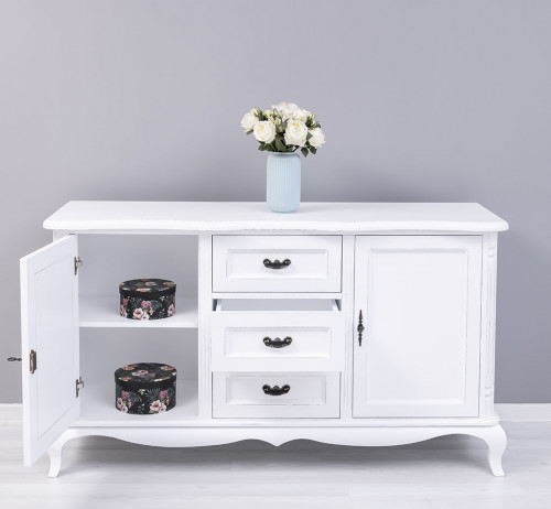 Buffet bas en bois massif ROMANE - 158x48x89 cm