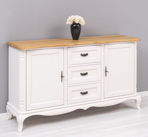 Buffet bas en bois massif ROMANE - 158x48x89 cm
