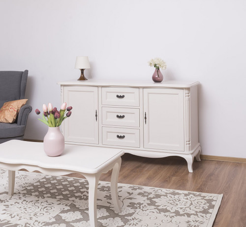 Buffet bas en bois massif ROMANE - 158x48x89 cm