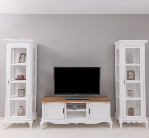 Meuble TV en bois massif ROMANE - 158x48x60 cm
