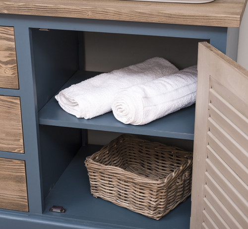 Meuble de salle de bain avec double vasques ROMANE en pin massif - 150x51x75