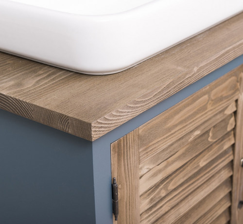 Meuble de salle de bain avec double vasques ROMANE en pin massif - 150x51x75