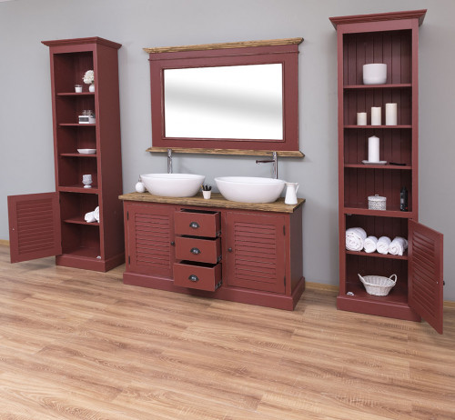 Meuble de salle de bain avec double vasques ROMANE en pin massif - 150x51x75