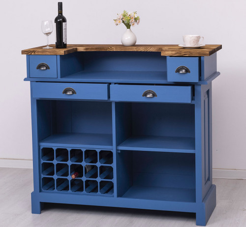 Comptoir Bar avec espace Bouteilles Plateau acier Zingué - 120x51x107cm
