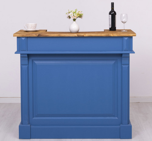Comptoir Bar avec espace Bouteilles Plateau acier Zingué - 120x51x107cm