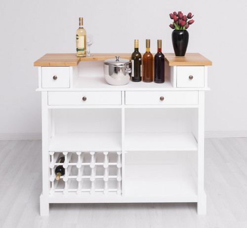 Comptoir Bar avec espace Bouteilles Plateau acier Zingué - 120x51x107cm