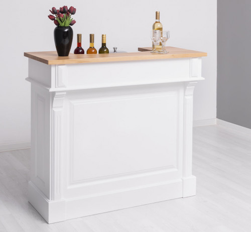 Comptoir Bar avec espace Bouteilles Plateau acier Zingué - 120x51x107cm