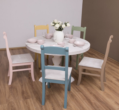Table ronde en bois Massif ROMANE - 130x130x78cm