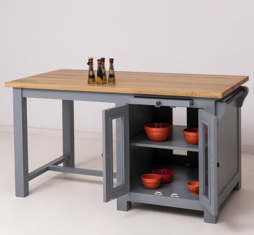 Ilot central de cuisine avec coin repas - 150x85x80 cm