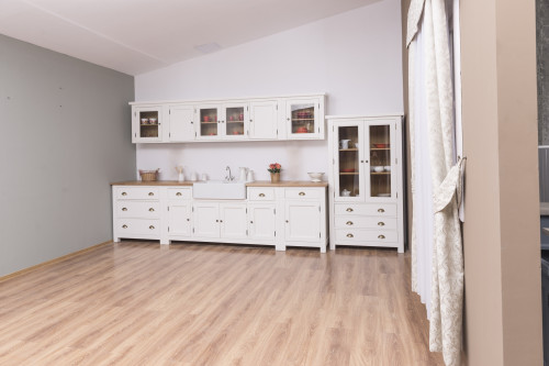 Meuble de cuisine ROMANE avec évier timbre double bacs intégré - 180x65x90 cm